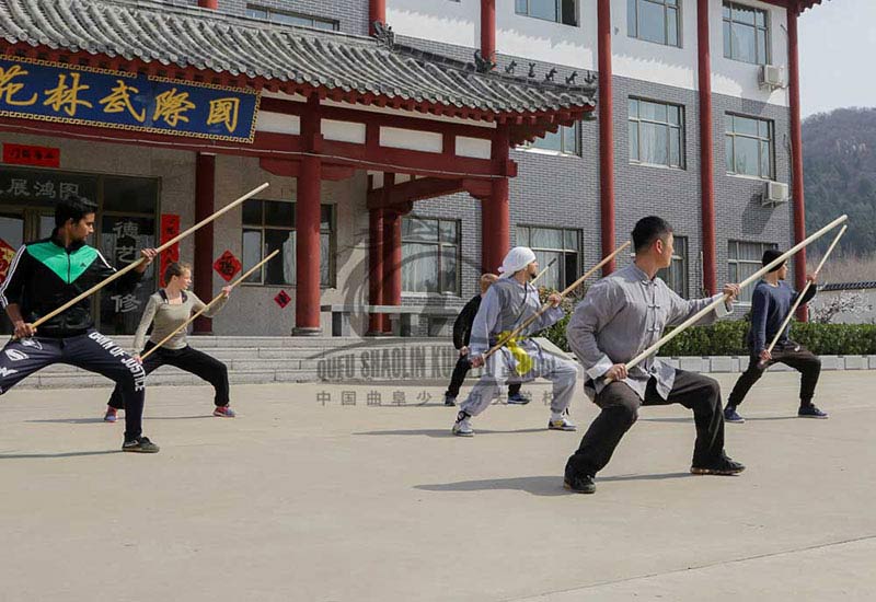 Shaolin Kung Fu Group Staff Training in China