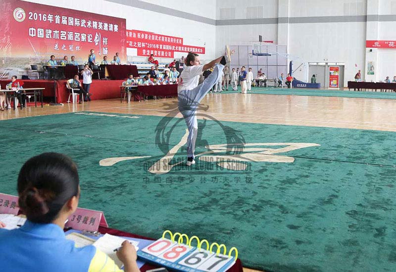 girl performing in chinese kung fu Competition